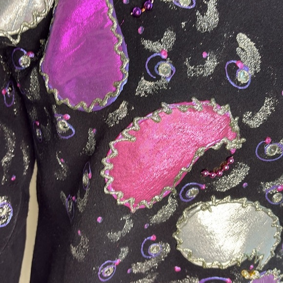 Black Appliqué Bejeweled Sweatshirt. Large. Vintage - Picture 3 of 9